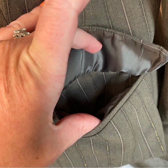 New York & Co Women’s Brown Metallic Gold Striped Blazer Jacket Size 12 - Picture 6 of 13